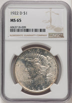 1922-D Peace Dollar NGC MS65 (771656048)