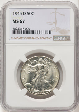 1945-D 50C Walking Liberty Half Dollar NGC MS67 (774667003)