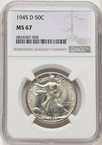1945-D 50C Walking Liberty Half Dollar NGC MS67 (774667003)