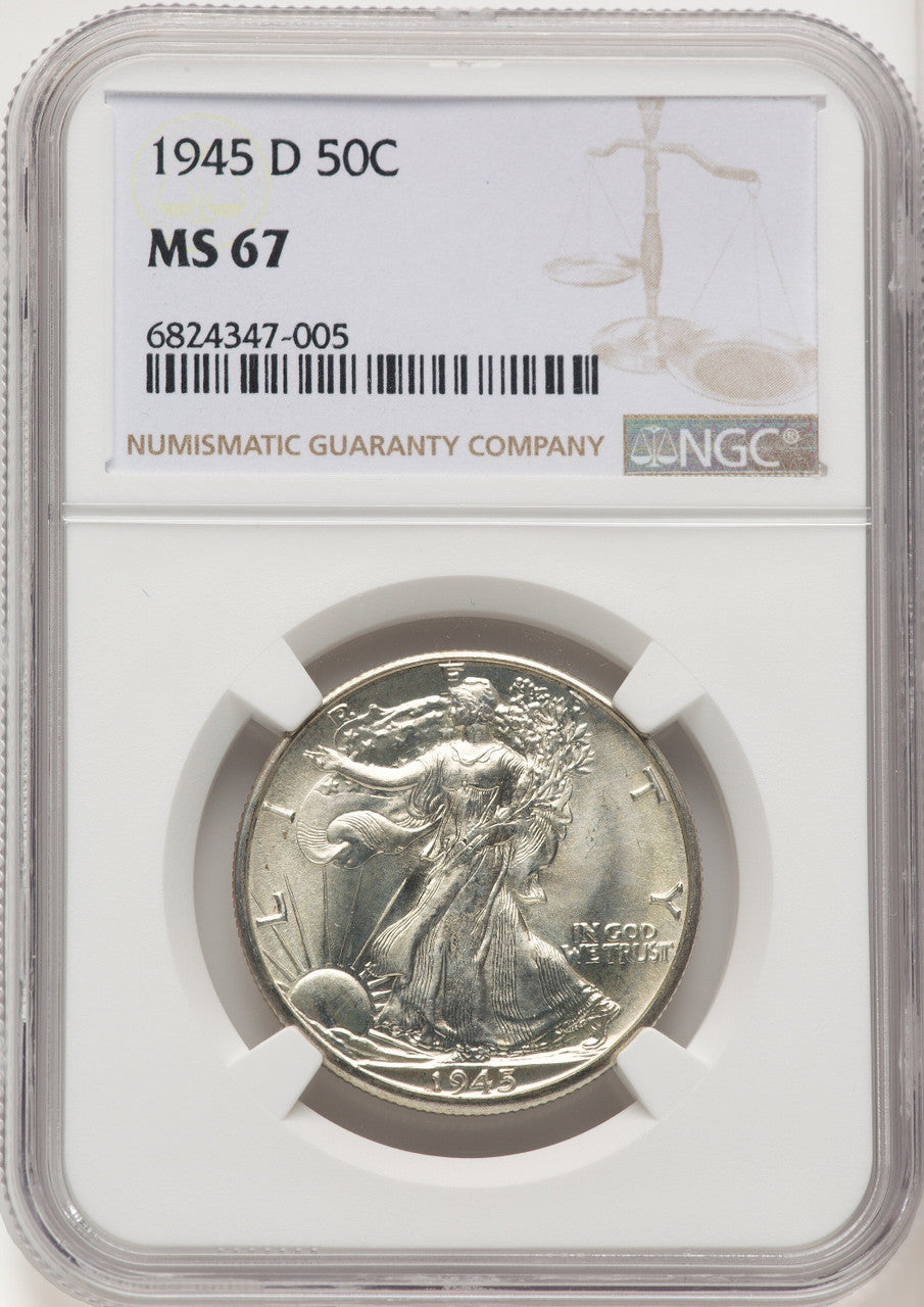 1945-D 50C Walking Liberty Half Dollar NGC MS67 (774667003)