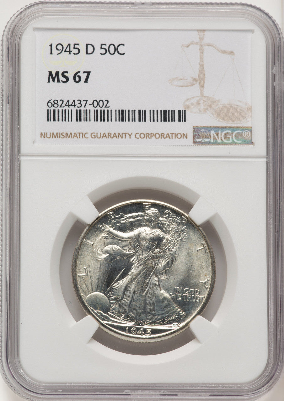 1945-D 50C Walking Liberty Half Dollar NGC MS67 (774667002)