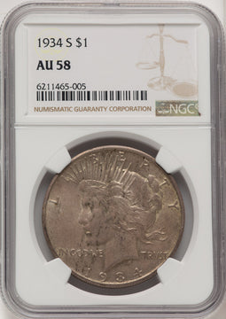 1934-S Peace Dollar NGC AU58 (774606012)