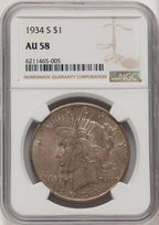 1934-S Peace Dollar NGC AU58 (774606012)