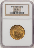 1908 $10 MOTTO Indian Eagle NGC MS61 (774647041)