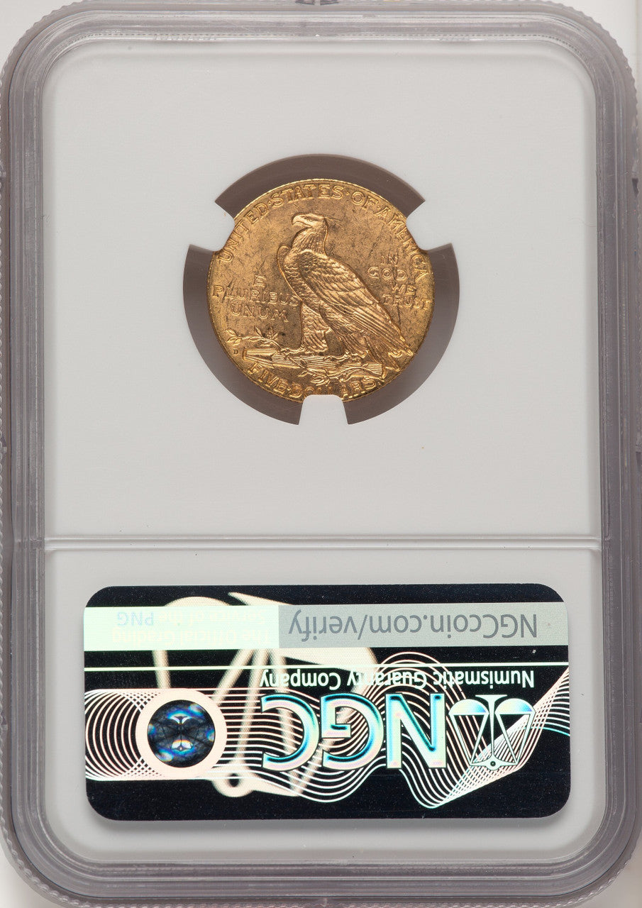 1908-D $5 Green Label Indian Half Eagle NGC MS64 (774667022)