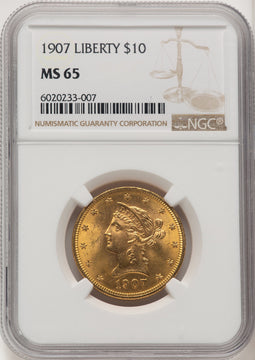 1907 $10 Liberty Liberty Eagle NGC MS65