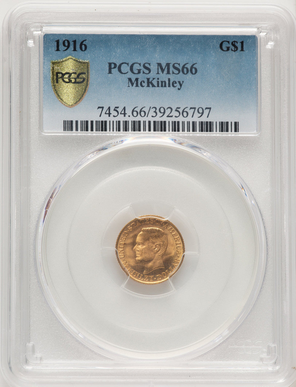 1916 G$1 McKinley Commemorative Gold PCGS MS66 (775166001)