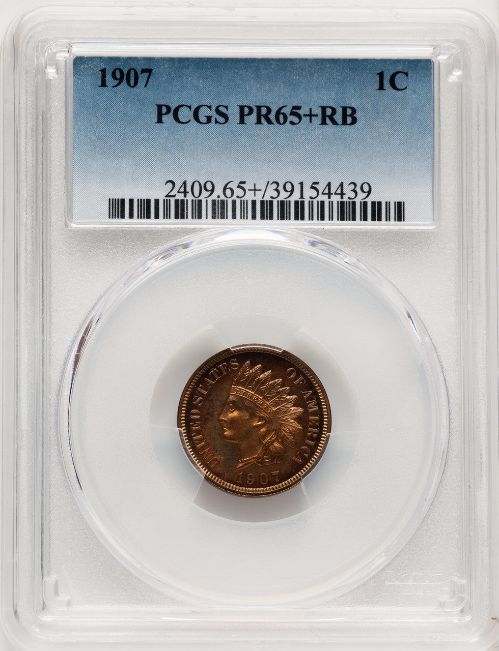 1907 1C RB Proof Indian Cent PCGS PR65+