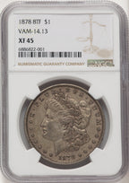 1878 8TFVAM-14.13 Morgan Dollar NGC XF45