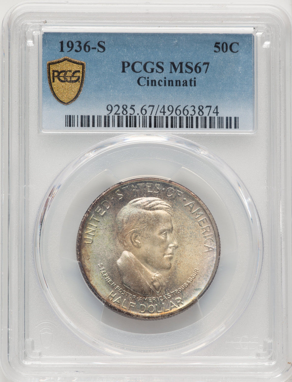 1936-S 50C Cincinnati Commemorative Silver PCGS MS67 (775242024)