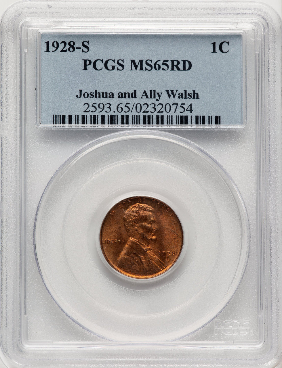 1928-S 1C RD Lincoln Cent PCGS MS65