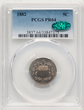1882 5C CAC Proof Shield Nickel PCGS PR64