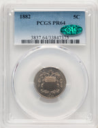 1882 5C CAC Proof Shield Nickel PCGS PR64