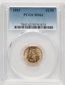 1893 $2.50 Liberty Quarter Eagle PCGS MS62