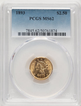 1893 $2.50 Liberty Quarter Eagle PCGS MS62