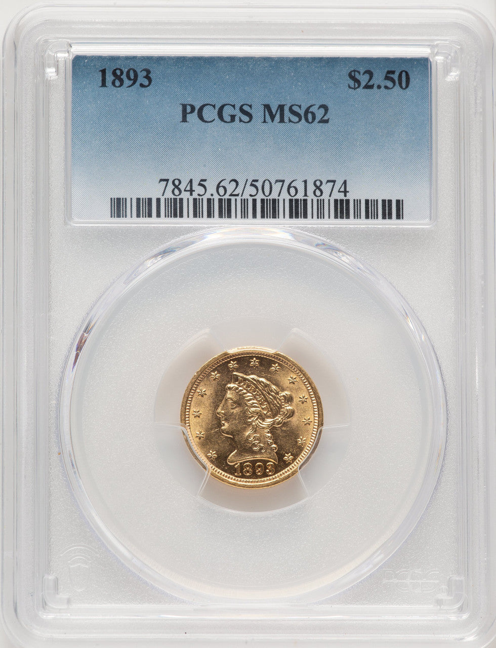 1893 $2.50 Liberty Quarter Eagle PCGS MS62