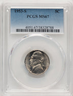 1953-S 5C Jefferson Nickel PCGS MS67