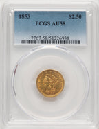 1853 $2.50 Liberty Quarter Eagle PCGS AU58 (774890045)
