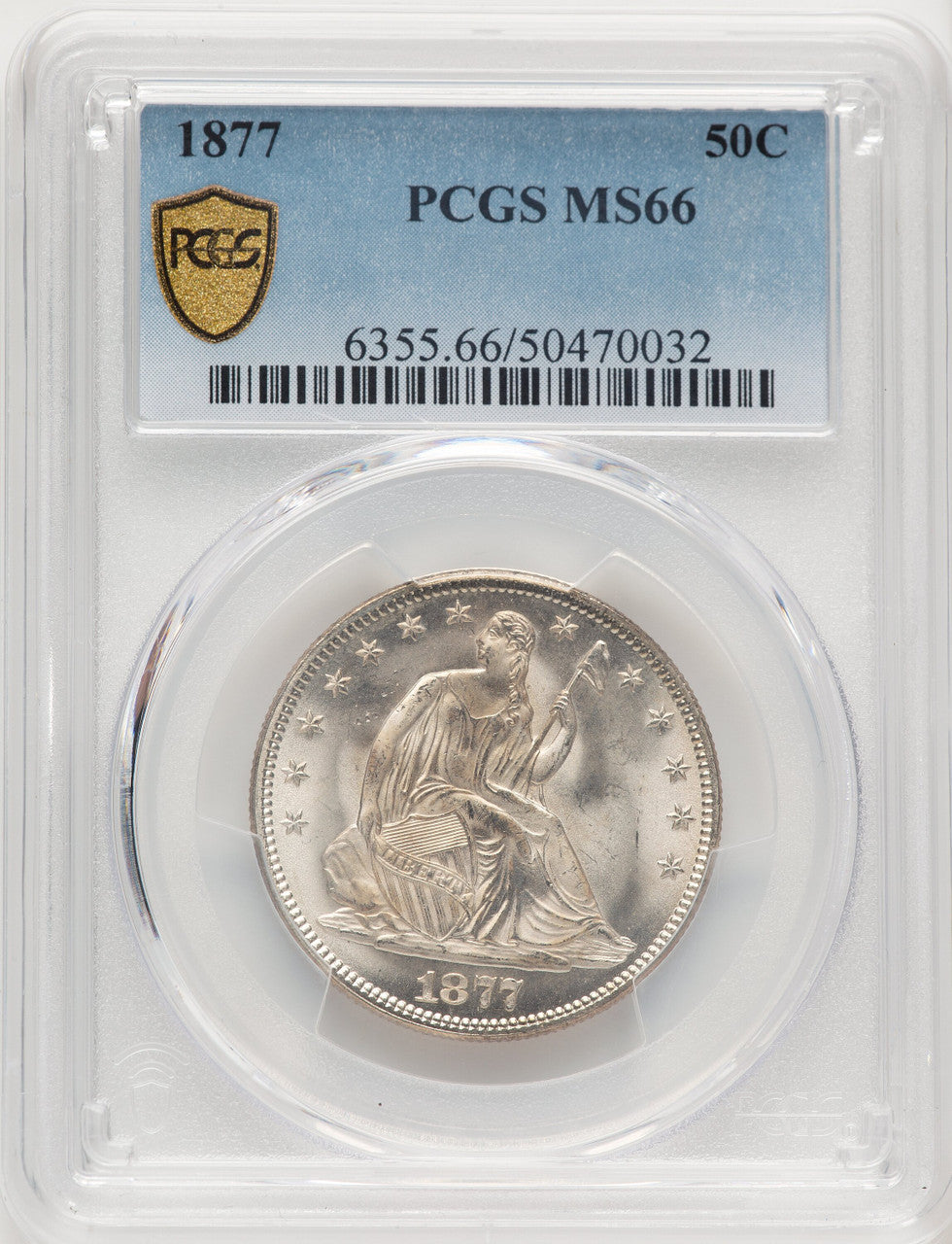 1877 50C Seated Half Dollar PCGS MS66