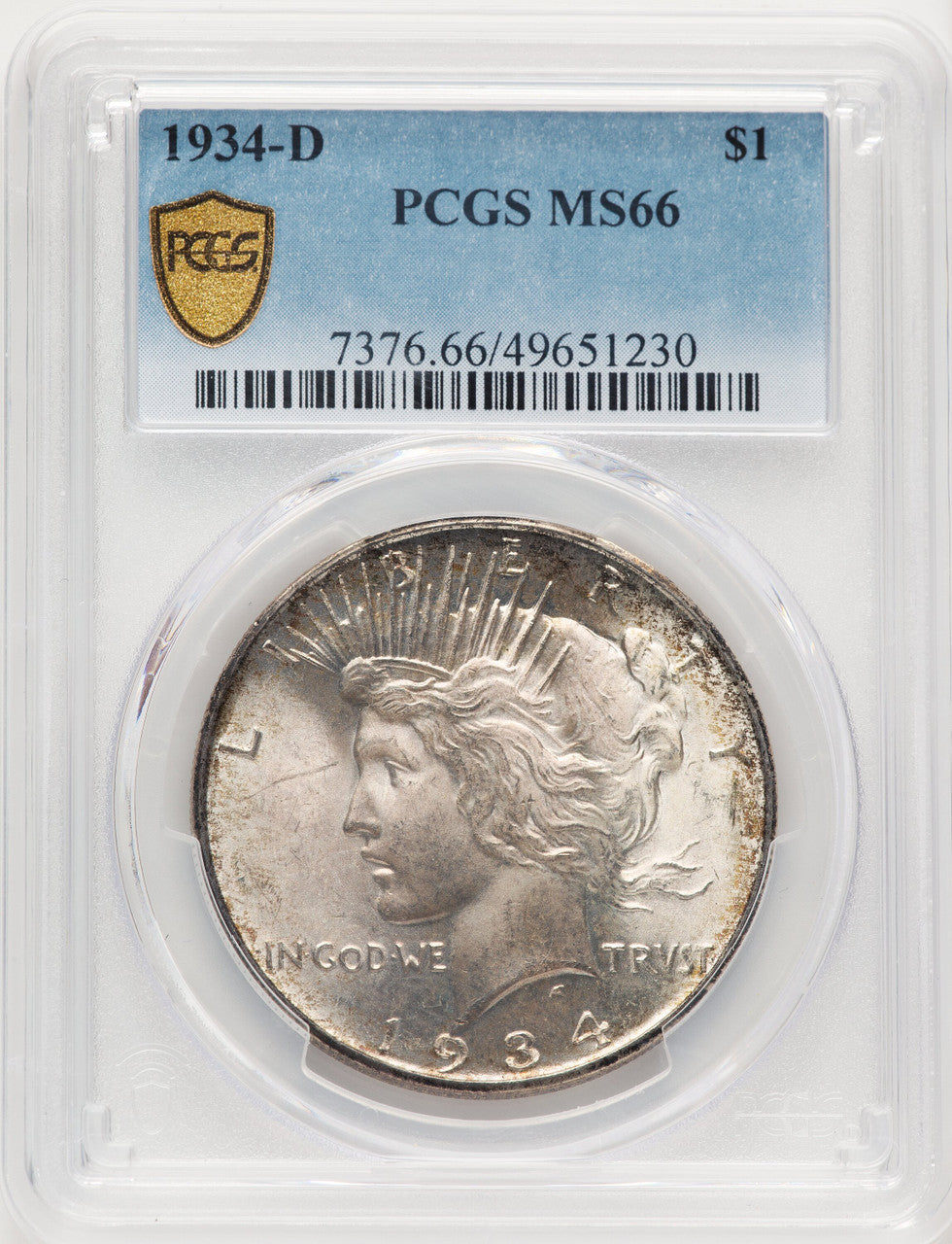 1934-D Peace Dollar PCGS MS66 (774652023)