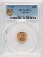 1917 G$1 McKinley Commemorative Gold PCGS MS66 (774652039)