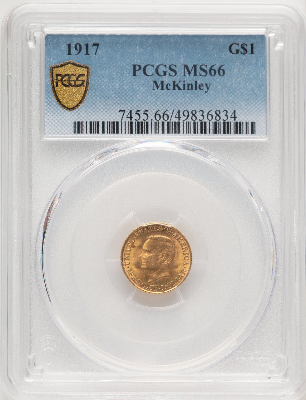 1917 G$1 McKinley Commemorative Gold PCGS MS66 (774652039)