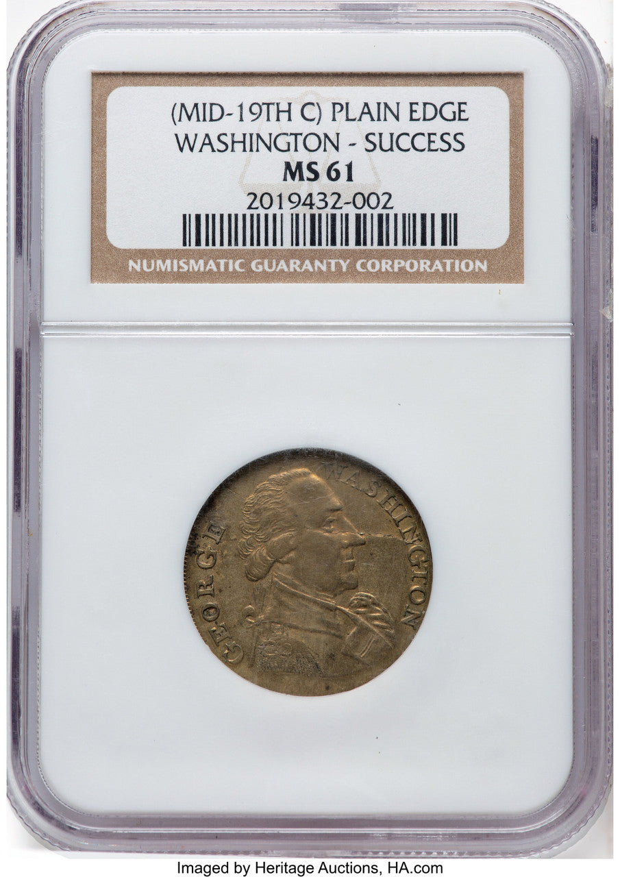 Washington Success Medal Large Size Plain Edge Colonials NGC MS61