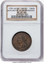 1783 Washington Unity States Cent BN Colonials NGC MS61