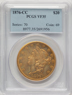 1876-CC $20 Liberty Double Eagle PCGS VF35 (507222001)