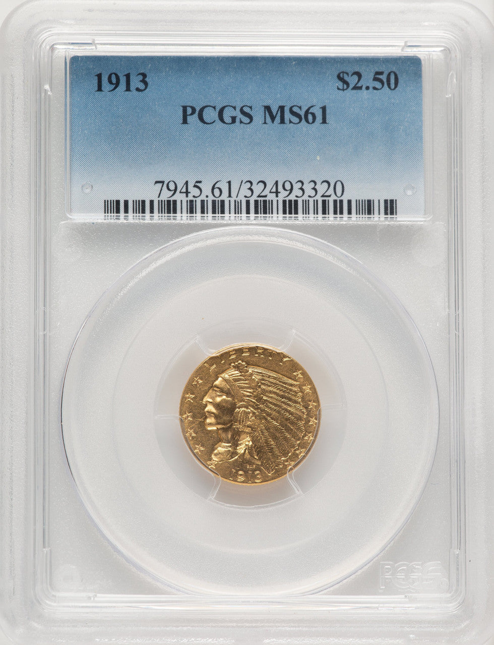 1913 $2.50 Indian Quarter Eagle PCGS MS61 (775138003)