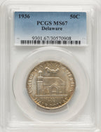 1936 50C Delaware Commemorative Silver PCGS MS67