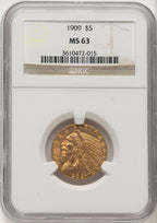 1909 $5 Indian Half Eagle NGC MS63 (774941003)