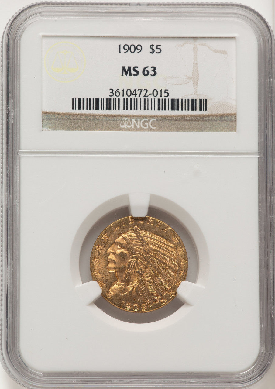 1909 $5 Indian Half Eagle NGC MS63 (774941003)