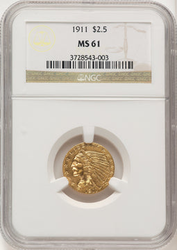 1911 $2.50 Indian Quarter Eagle NGC MS61 (774929003)