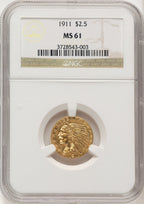 1911 $2.50 Indian Quarter Eagle NGC MS61 (774929003)