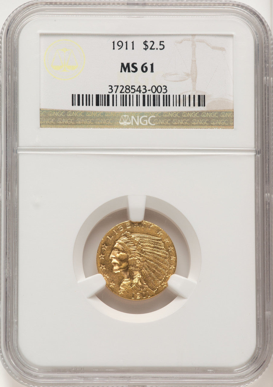 1911 $2.50 Indian Quarter Eagle NGC MS61 (774929003)