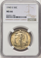 1940-S 50C Walking Liberty Half Dollar NGC MS66