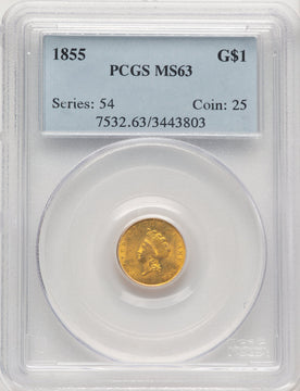 1855 G$1 Type Two Gold Dollar PCGS MS63 (520492038)