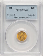 1855 G$1 Type Two Gold Dollar PCGS MS63 (520492038)
