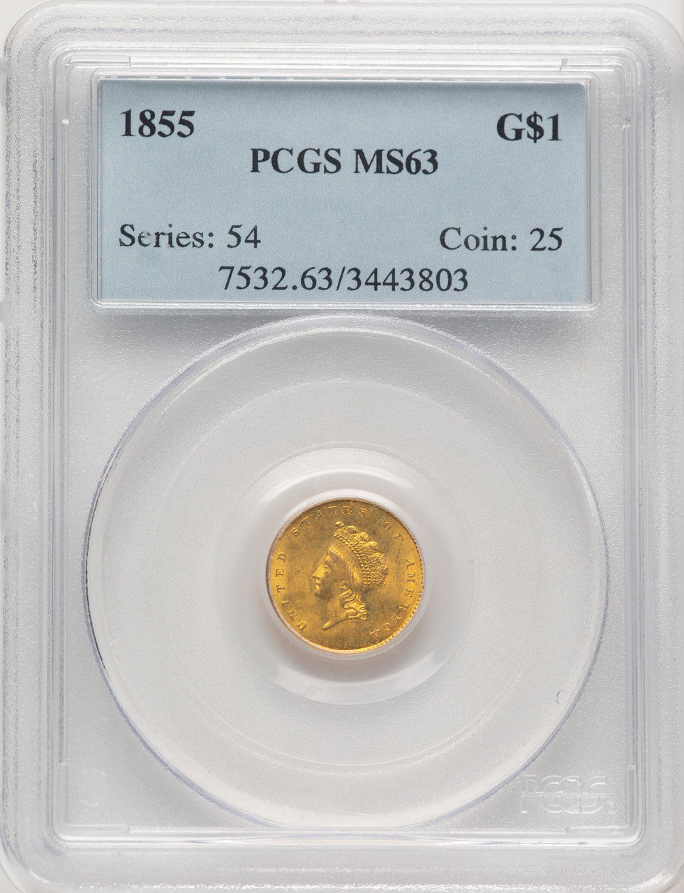 1855 G$1 Type Two Gold Dollar PCGS MS63 (520492038)