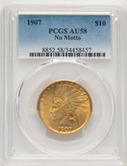 1907 $10 No Motto Indian Eagle PCGS AU58
