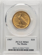 1907 $10 No Motto Indian Eagle PCGS MS61 (774896002)