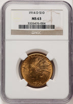 1914-D $10 Indian Eagle NGC MS63