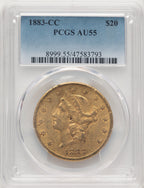1883-CC $20 Blue Gradient Liberty Double Eagle PCGS AU55