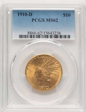 1910-D $10 Blue Gradient Indian Eagle PCGS MS62