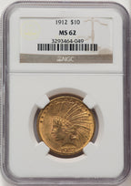 1912 $10 Brown Label Indian Eagle NGC MS62