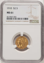 1910 $2.50 Indian Quarter Eagle NGC MS61 (775138005)