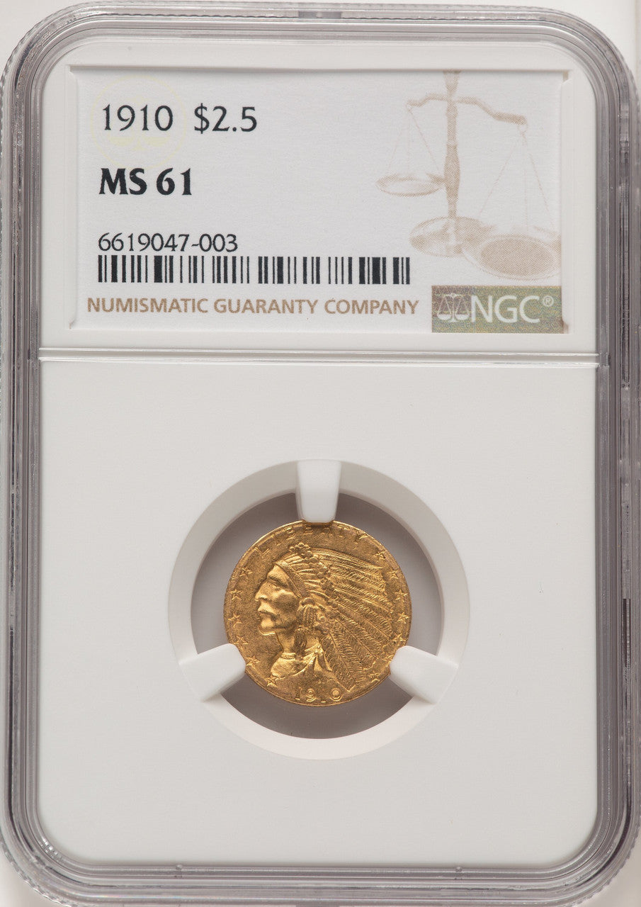 1910 $2.50 Indian Quarter Eagle NGC MS61 (775138005)