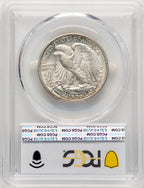1917-D 50C REVERSE CAC Walking Liberty Half Dollar PCGS AU58