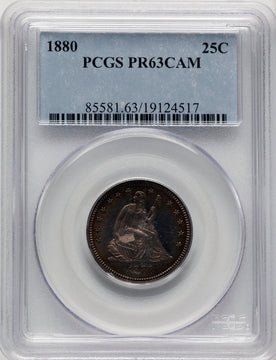 1880 25C CA Proof Seated Quarter PCGS PR63